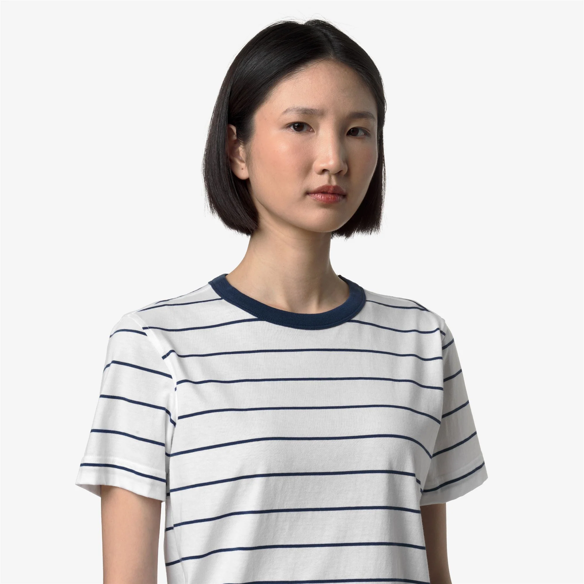ELODIE MID STRIPES JERSEY - T-ShirtsTop - T-Shirt - Woman - WHITE-BLUE INSIGNIA - Image 2