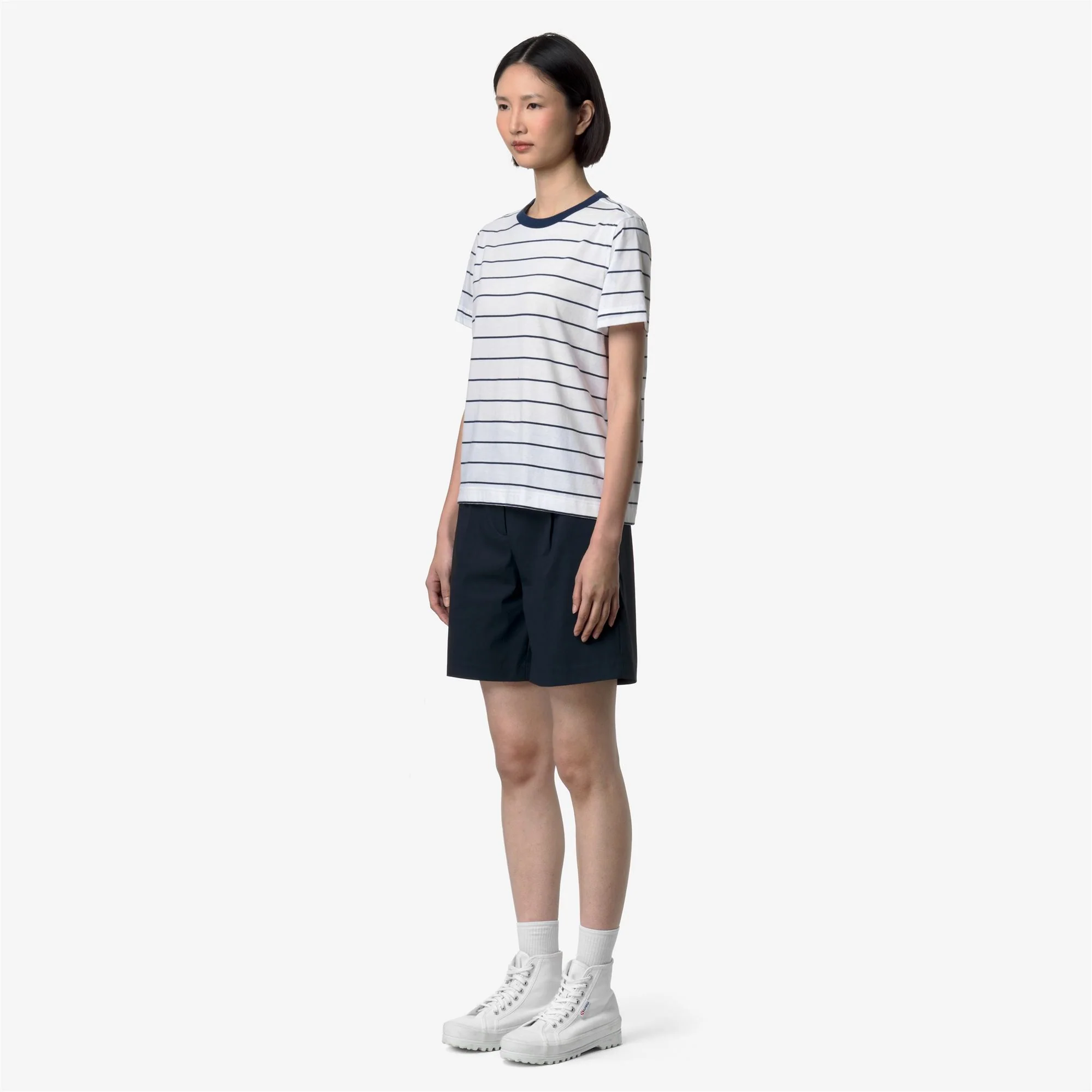 ELODIE MID STRIPES JERSEY - T-ShirtsTop - T-Shirt - Woman - WHITE-BLUE INSIGNIA - Image 4