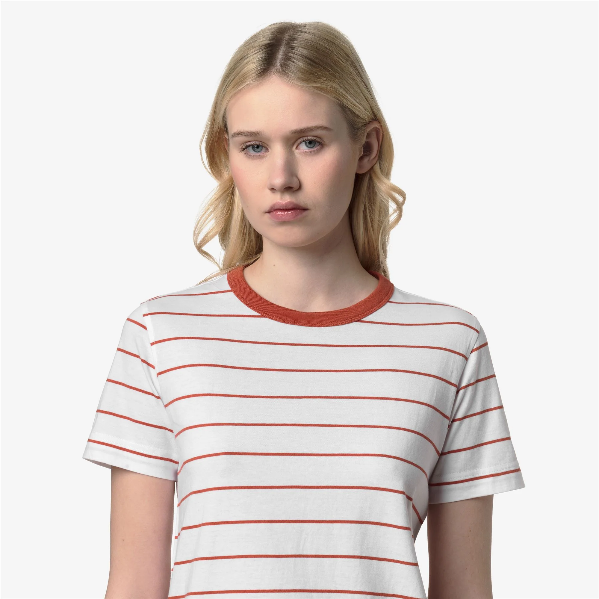 ELODIE MID STRIPES JERSEY - T-ShirtsTop - T-Shirt - Woman - WHITE-ORANGE BROWNISH - Image 2