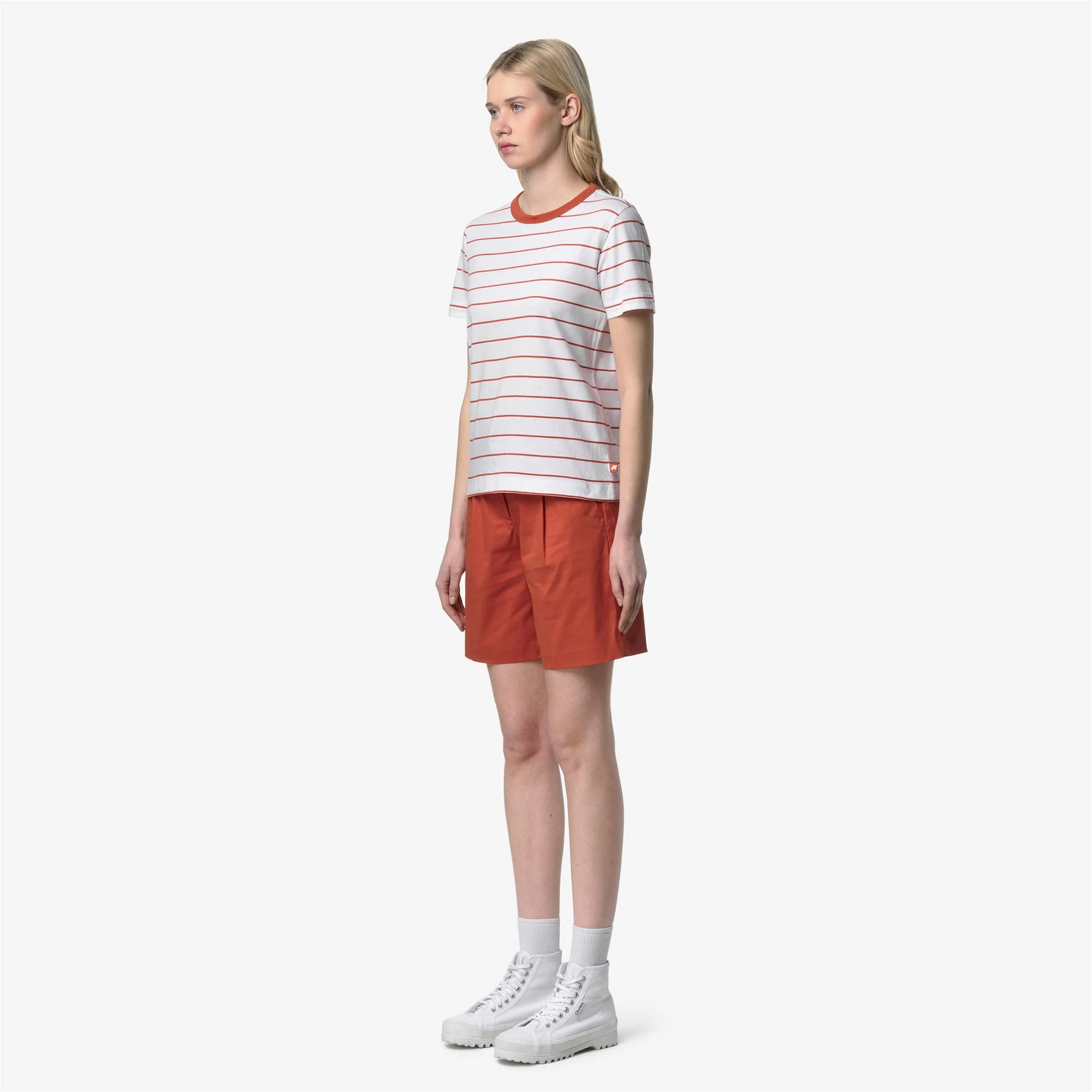 ELODIE MID STRIPES JERSEY - T-ShirtsTop - T-Shirt - Woman - WHITE-ORANGE BROWNISH - Image 4