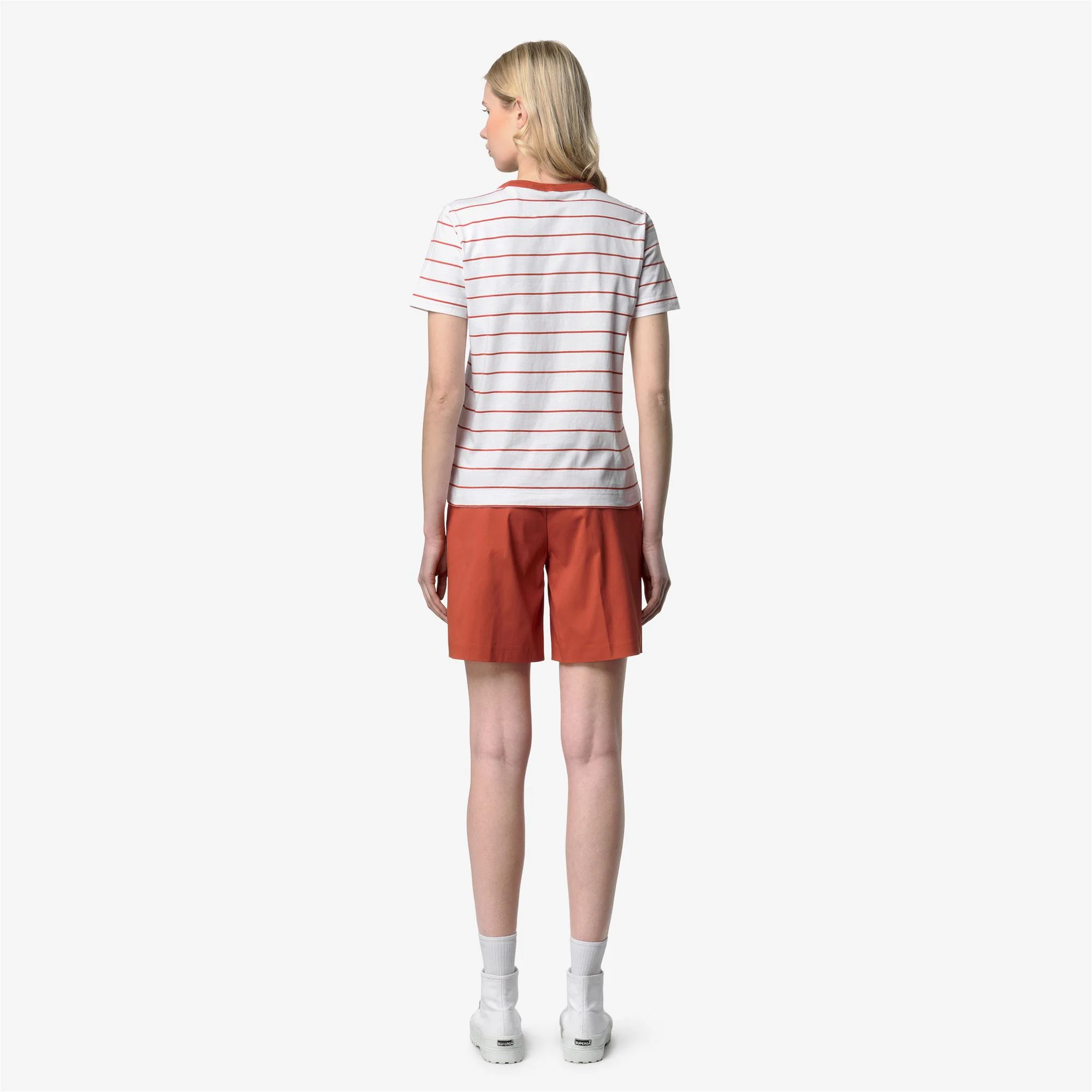 ELODIE MID STRIPES JERSEY - T-ShirtsTop - T-Shirt - Woman - WHITE-ORANGE BROWNISH - Image 5