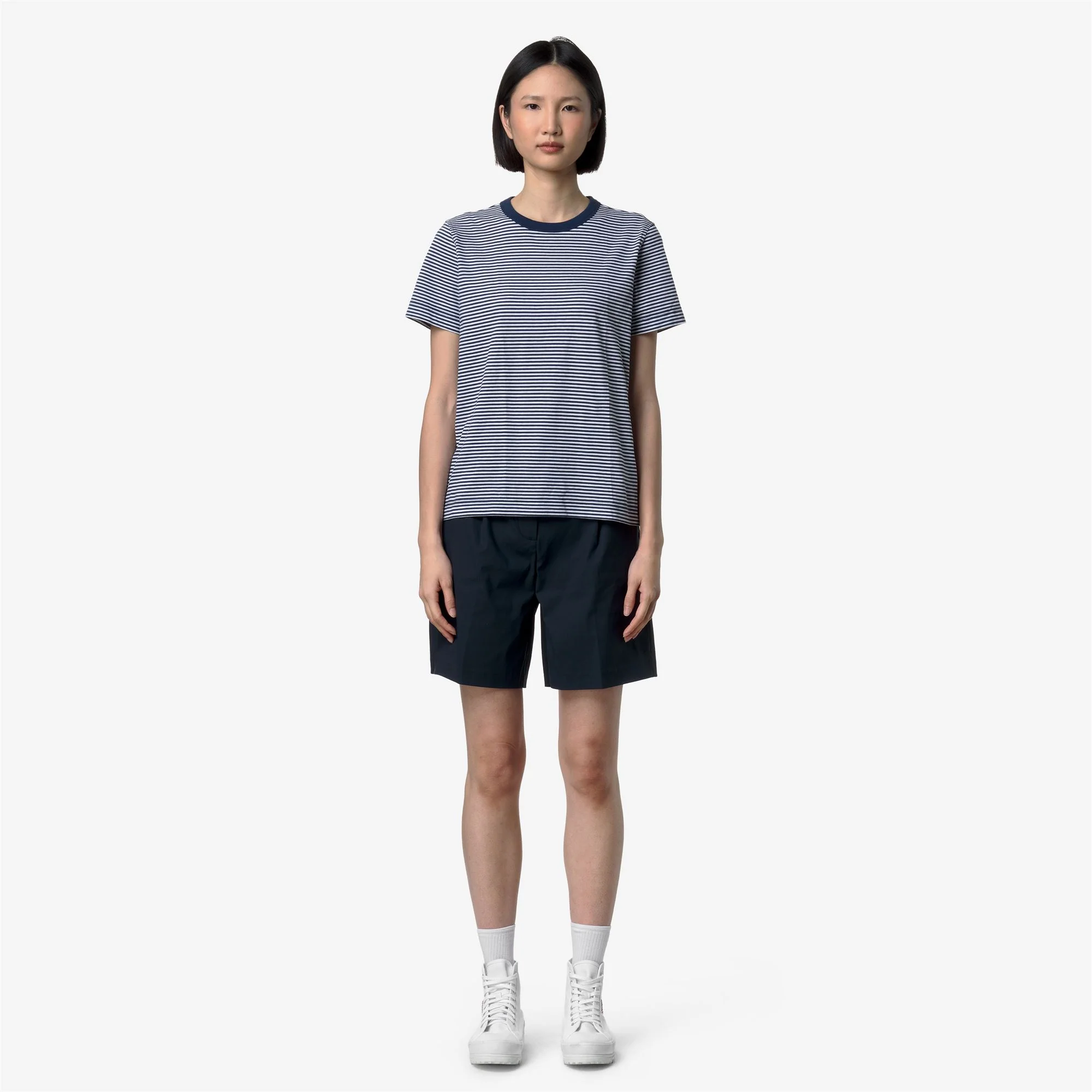 ELODIE SLIMLINE JERSEY - T-ShirtsTop - T-Shirt - Woman - WHITE-BLUE INSIGNIA - Image 3