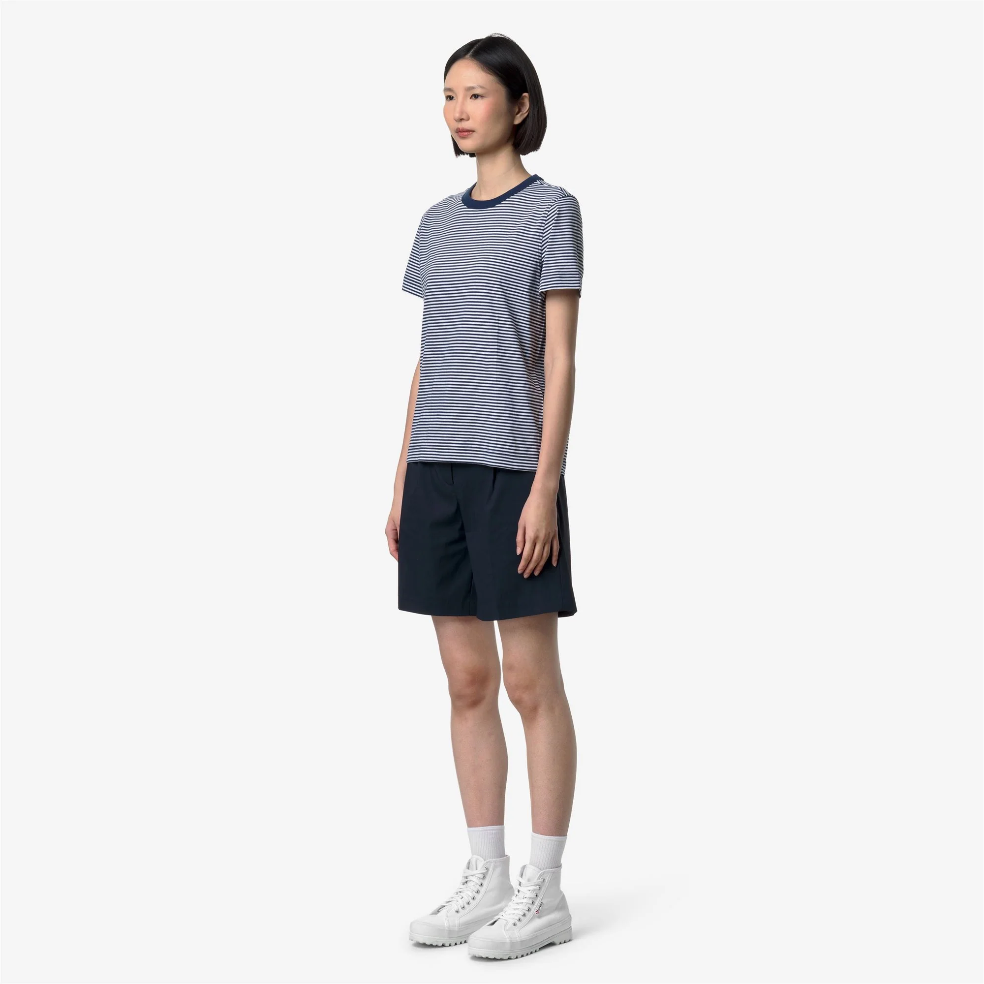 ELODIE SLIMLINE JERSEY - T-ShirtsTop - T-Shirt - Woman - WHITE-BLUE INSIGNIA - Image 4