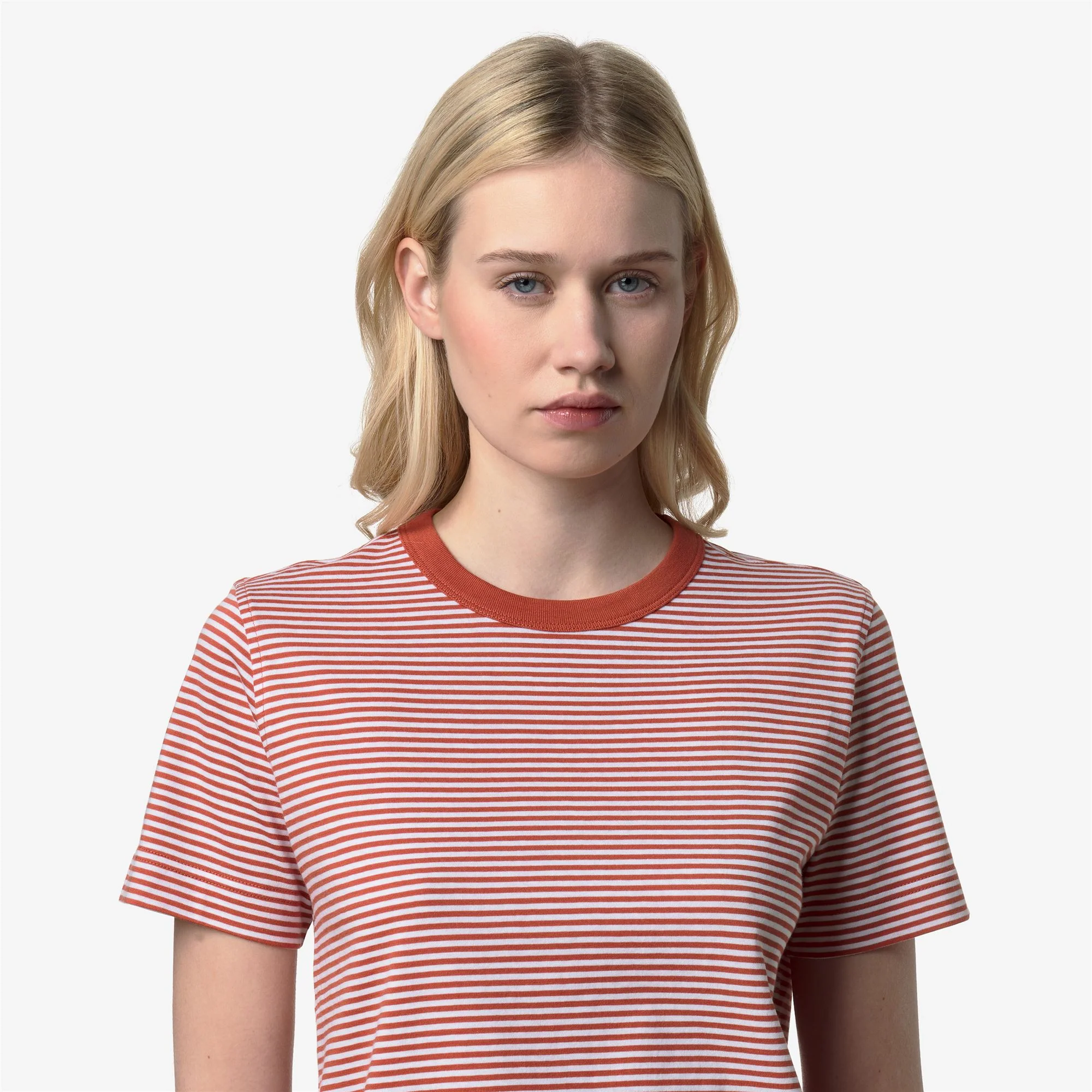 ELODIE SLIMLINE JERSEY - T-ShirtsTop - T-Shirt - Woman - WHITE-ORANGE BROWNISH - Image 2