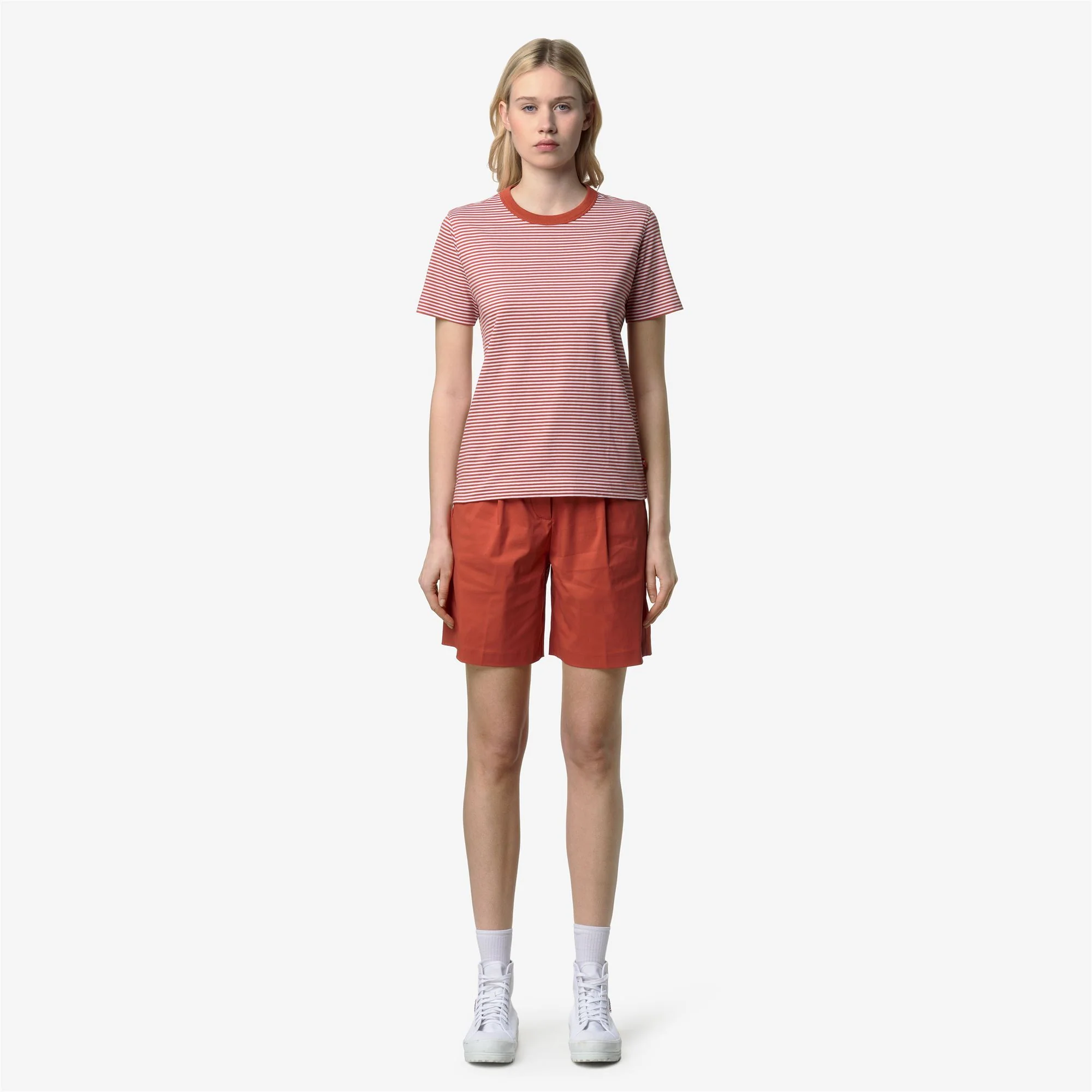 ELODIE SLIMLINE JERSEY - T-ShirtsTop - T-Shirt - Woman - WHITE-ORANGE BROWNISH - Image 3