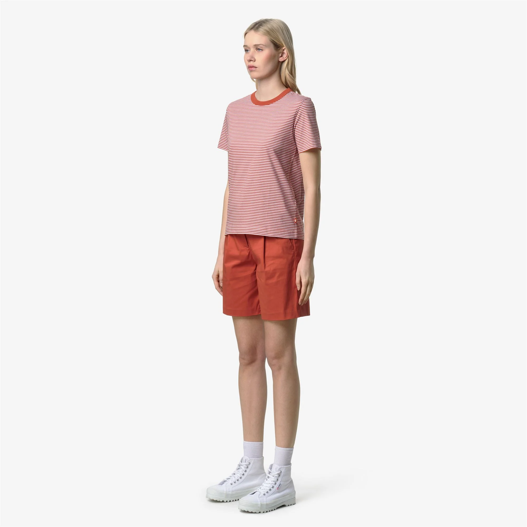 ELODIE SLIMLINE JERSEY - T-ShirtsTop - T-Shirt - Woman - WHITE-ORANGE BROWNISH - Image 4