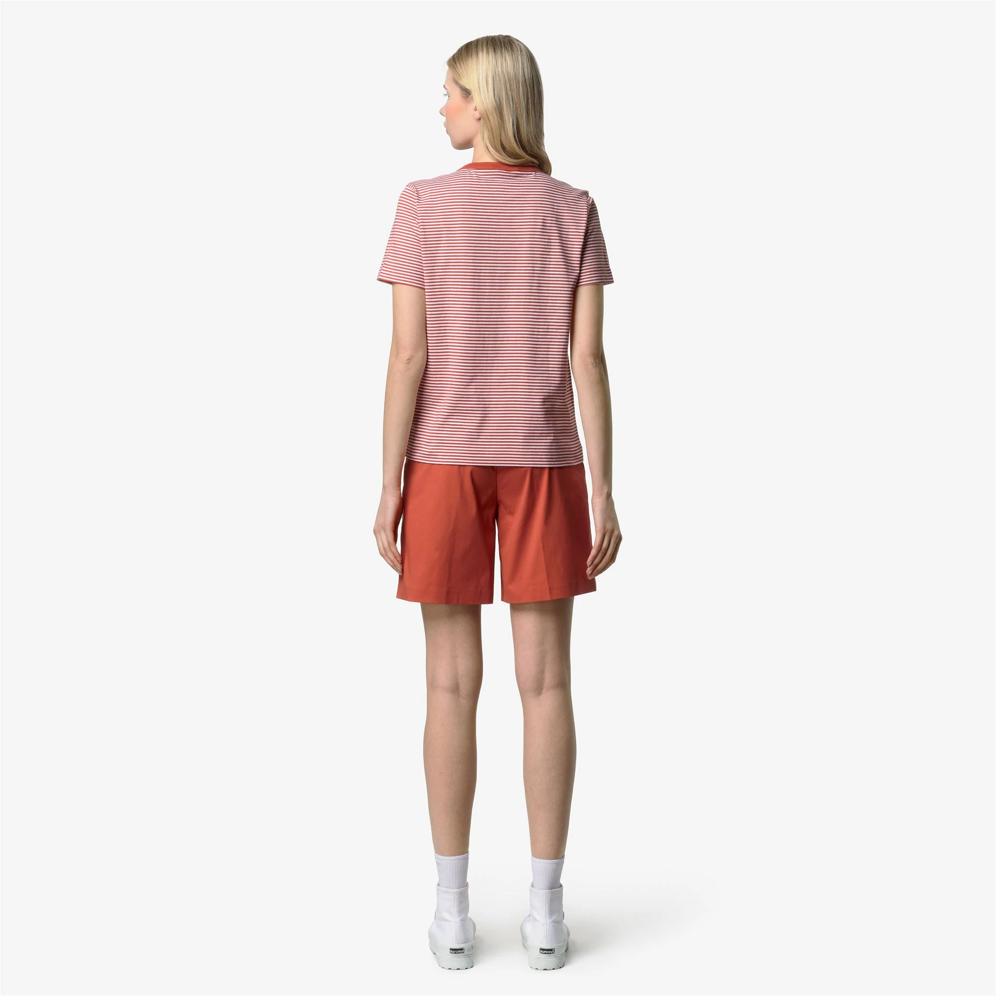 ELODIE SLIMLINE JERSEY - T-ShirtsTop - T-Shirt - Woman - WHITE-ORANGE BROWNISH - Image 5