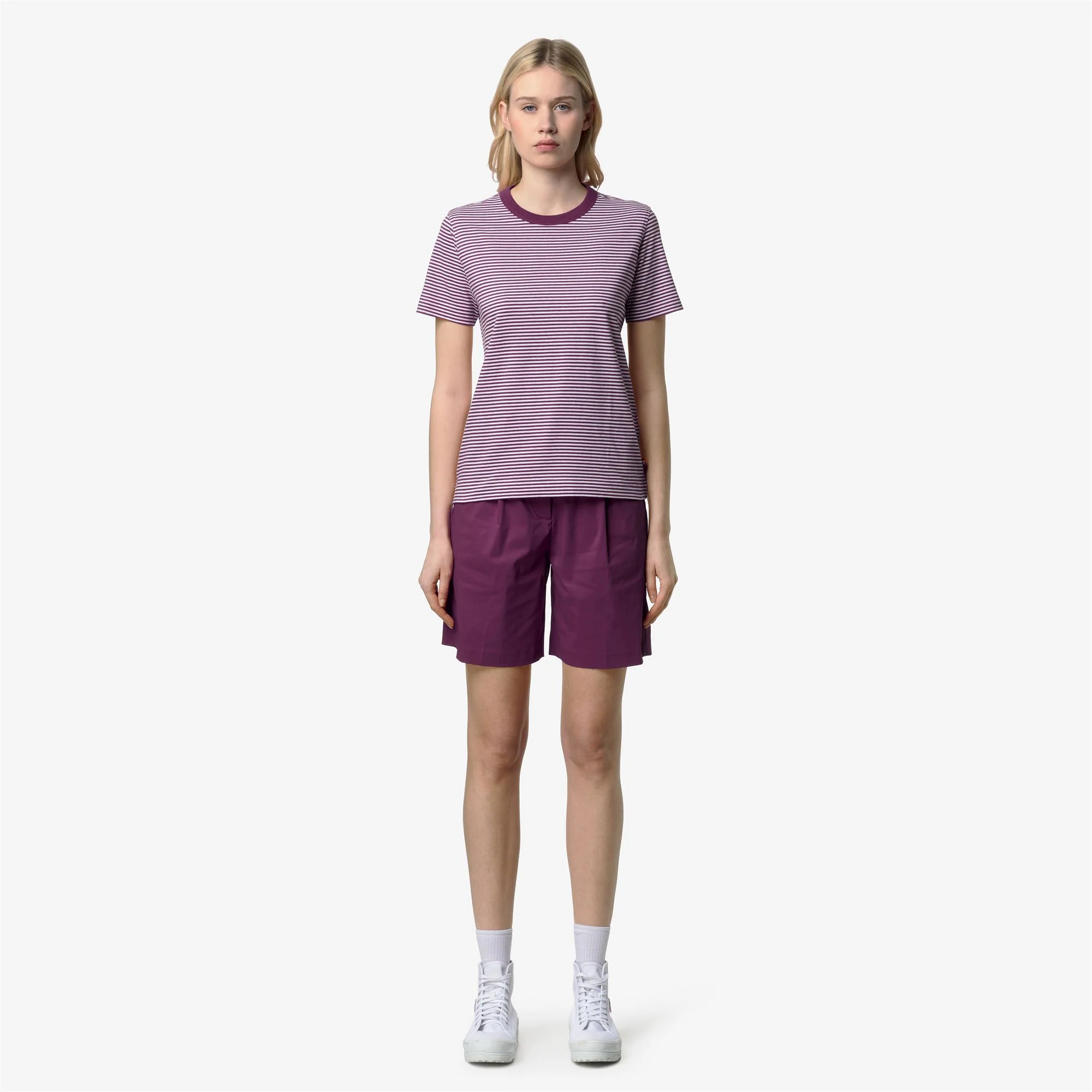 ELODIE SLIMLINE JERSEY - T-ShirtsTop - T-Shirt - Woman - WHITE-VIOLET MAUVE WINE - Image 3