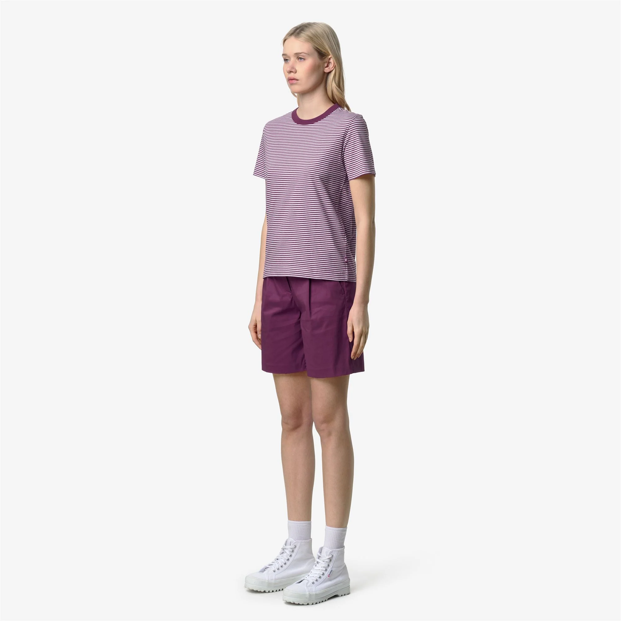 ELODIE SLIMLINE JERSEY - T-ShirtsTop - T-Shirt - Woman - WHITE-VIOLET MAUVE WINE - Image 4